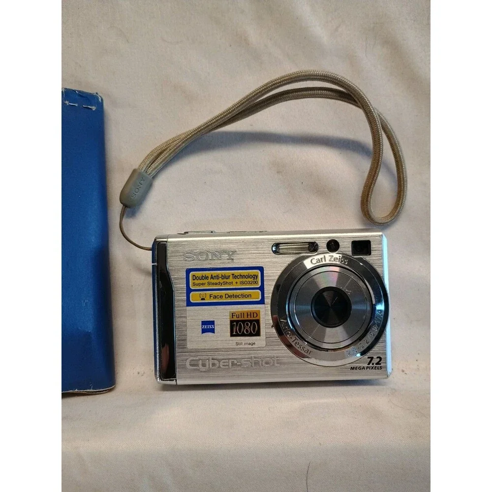 Sony Cyber-shot DSC-W80 7.2MP Digital Camera Silver Complete Kit Tested EXC